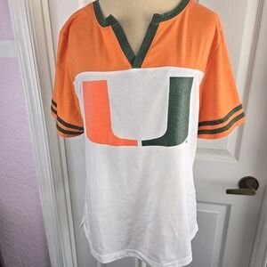Miami Hurricanes NCAA Colosseum Frost Yourself Notch Neck T-shirt Womens Size L‎
